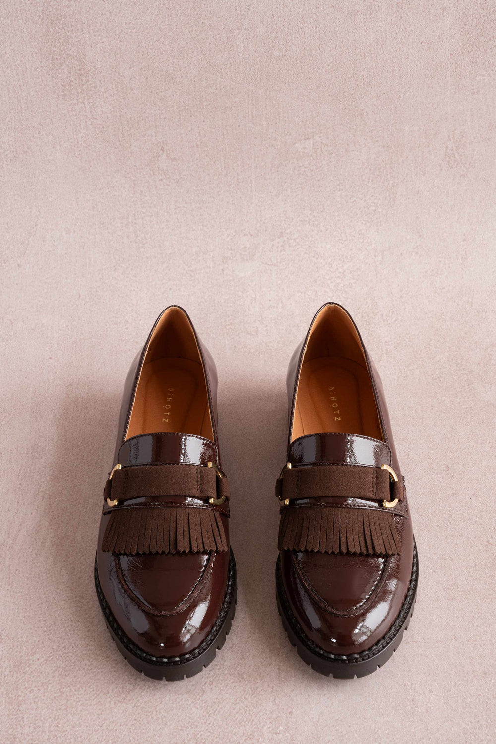Mocassins vegan moka vernis cuir céréale