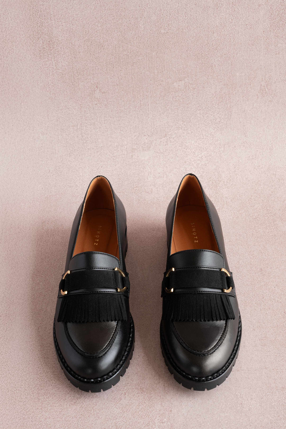 Mocassins avec frange vegan cuir de cactus Noir 