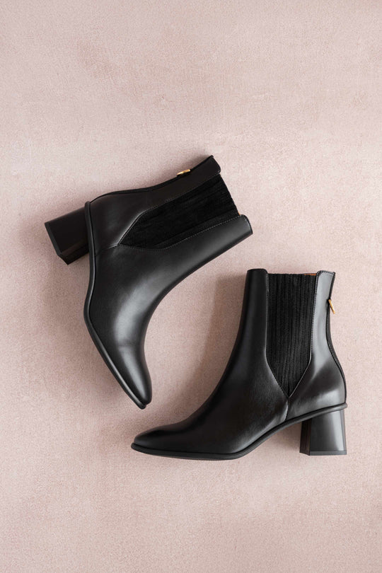 Bottine à talon vegan Bottine élégante noir couleur tendance rentrée 