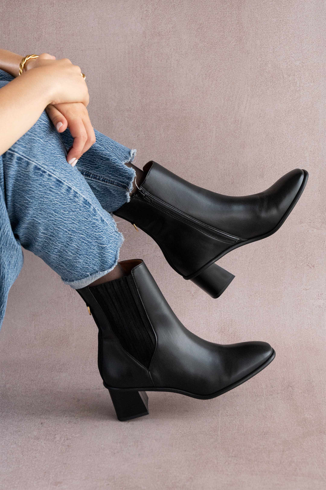 Bottine à talon vegan Bottine élégante noir couleur tendance rentrée 