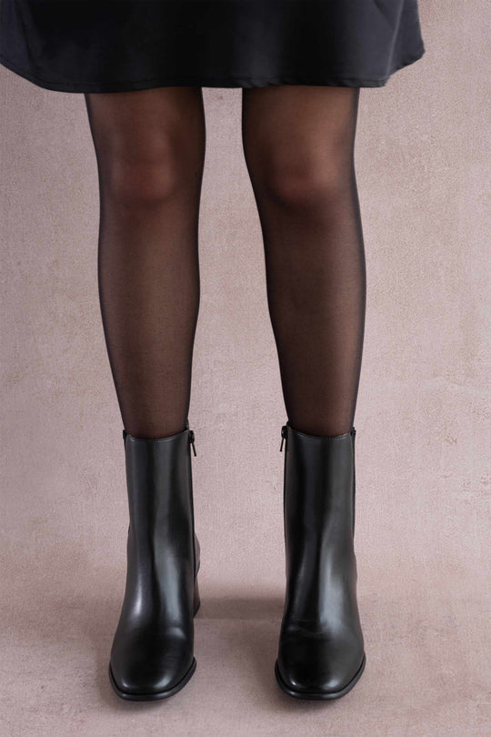 Bottine à talon vegan Bottine élégante noir couleur tendance rentrée 